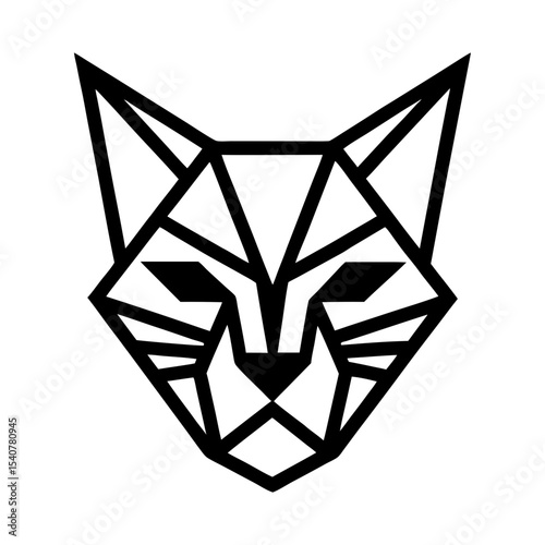 Bold geometric cat face icon formed with sharp edges vector illustration