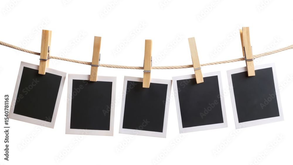 custom made wallpaper toronto digitalblank photo frames on rope isolated on transparent white background, clipping path