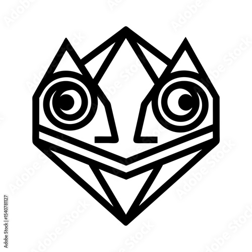 Bold geometric chameleon face icon formed with sharp edges vector illustration