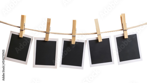 Wallpaper Mural blank photo frames on rope isolated on transparent white background, clipping path Torontodigital.ca