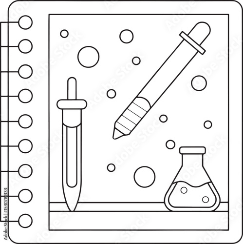 Science notebook drawing pipette flask experiment education