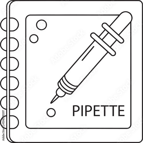 Notebook sketch of pipette laboratory tool science illustration
