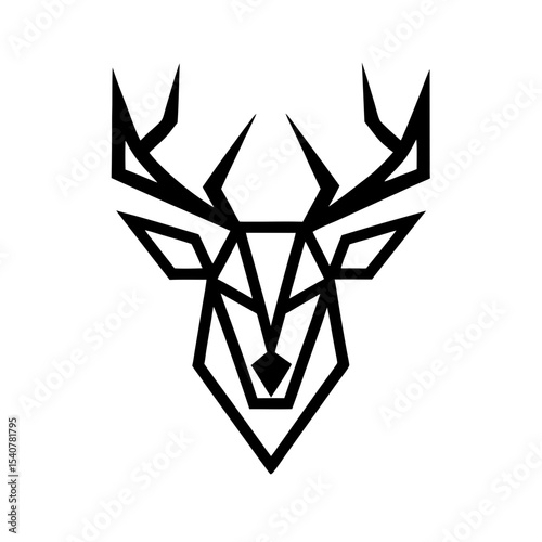 Bold geometric deer face icon formed with sharp angles vector illustration