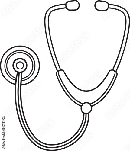 Classic black and white stethoscope line drawing medical healthcare icon