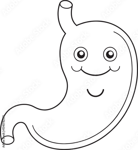 Happy stomach cartoon outline digestive system illustration