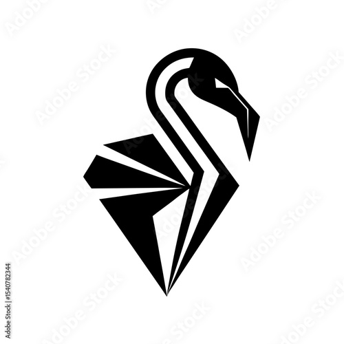 Bold geometric flamingo face icon formed with sharp angles vector illustration