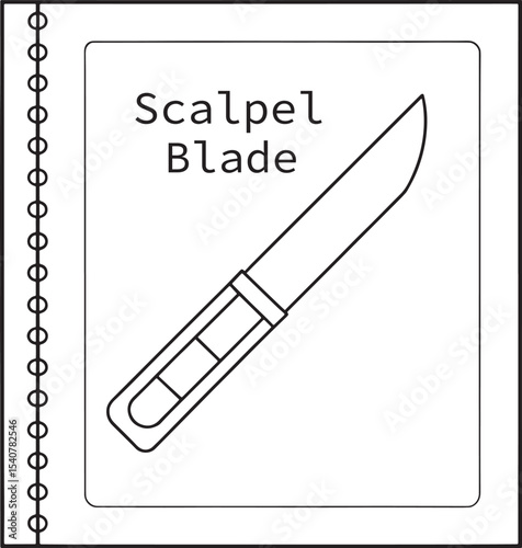 Scalpel blade medical illustration diagram line art drawing