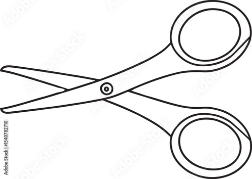 Simple line drawing of scissors craft design element