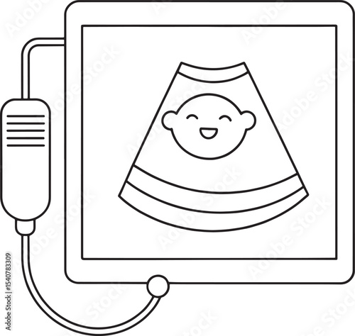 Happy baby ultrasound scan drawing pregnancy healthcare medical illustration