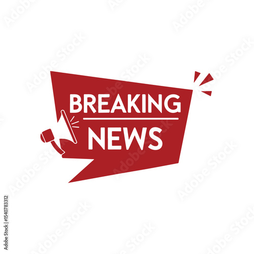 Megaphone with breaking news speech bubble. Loudspeaker. Banner for business, marketing and advertising. Vector illustration.