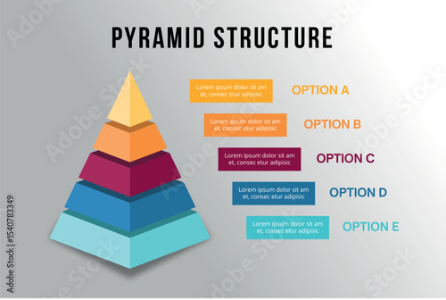 3D Pyramid Infographic Illustration Highlighting Strategic Layers and Business Hierarchy