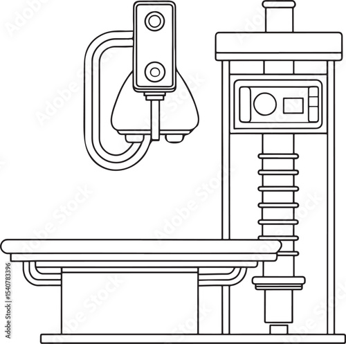 Medical x ray machine diagram line art illustration