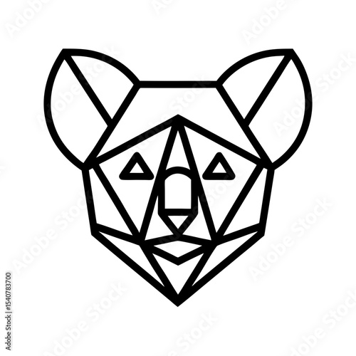 Bold geometric koala face icon formed with sharp angles vector illustration