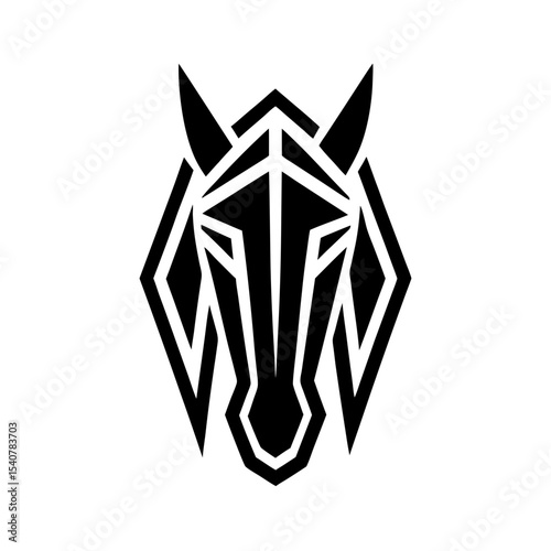 Bold geometric horse face icon formed with sharp angles vector illustration