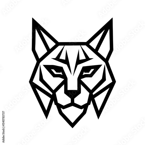 Bold geometric lynx face icon formed with sharp edges vector illustration