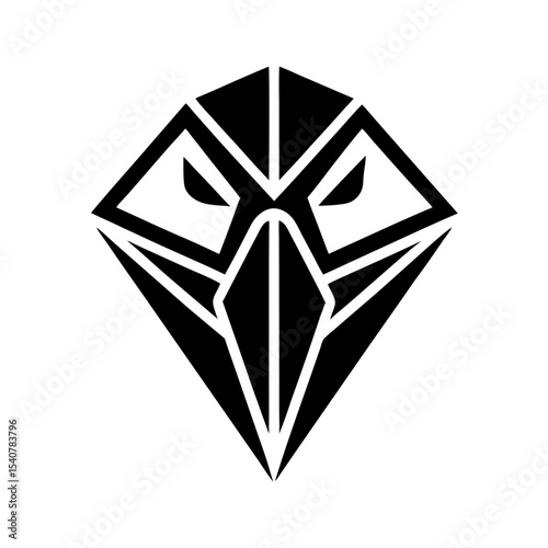 Bold geometric pelican face icon formed with sharp angles vector illustration