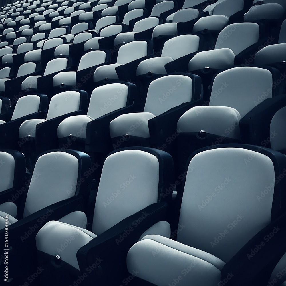 Naklejka premium Repeating patterns of empty seats in lecture hall