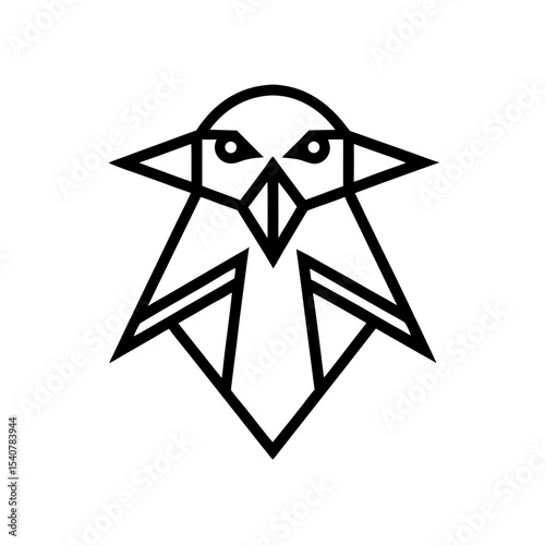 Bold geometric seagull face icon formed with sharp angles vector illustration