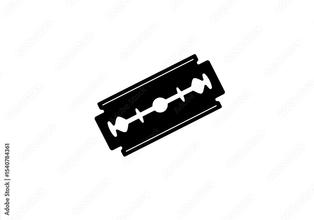 Isolated black silhouette of a razor blade on a white background in a simple graphic style Isolated black silhouette of a razor blade on a white background in a simple graphic style