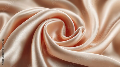 Soft champagne satin fabric with elegant folds and smooth texture, creating luxurious and delicate appearance, perfect for fashion or interior design concepts