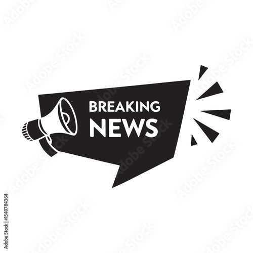 Megaphone with breaking news speech bubble. Loudspeaker. Banner for business, marketing and advertising. Vector illustration.