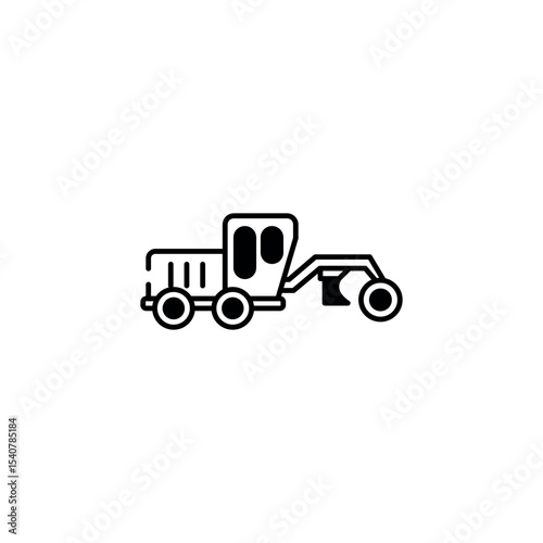 Motor Grader icon design with white background stock illustration