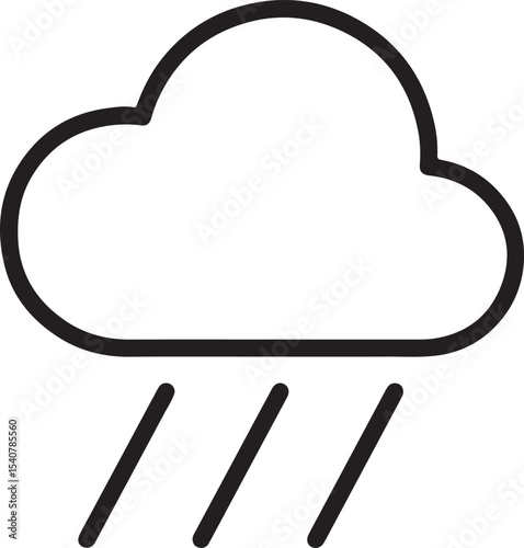 Rainy weather icon, cloud with rain, weather forecast symbol, meteorological illustration, simple rain design