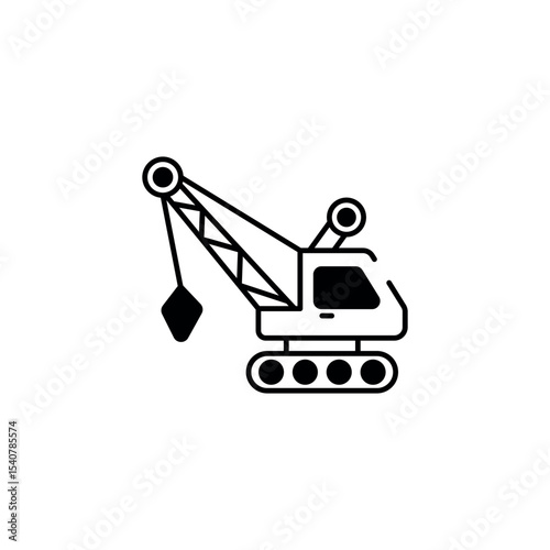 Dragline Excavator icon design with white background stock illustration