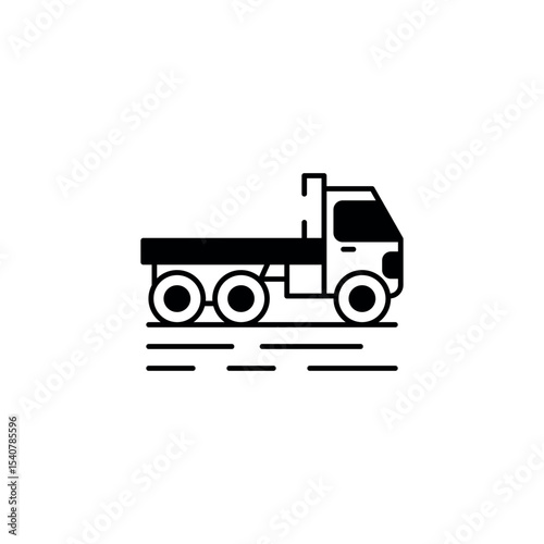 Flatbed Truck icon design with white background stock illustration