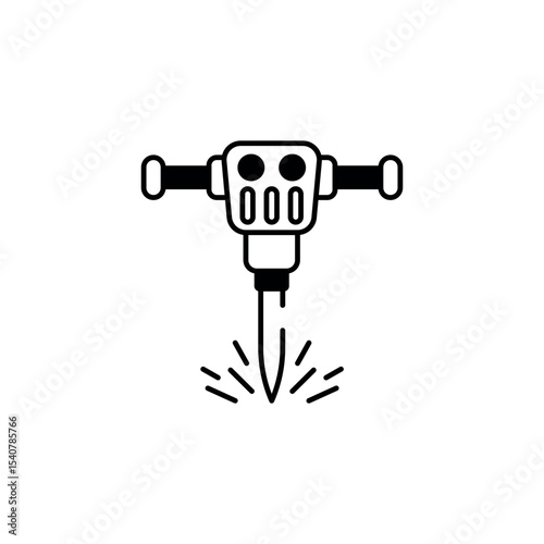 Rock Breaker icon design with white background stock illustration