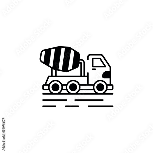 Mixer Truck icon design with white background stock illustration
