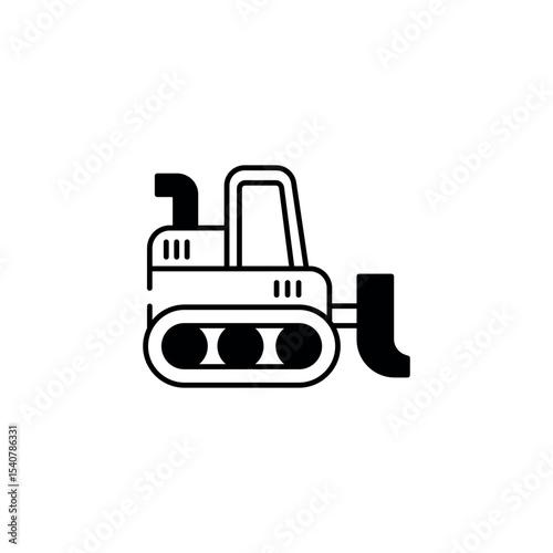 Bulldozer icon design with white background stock illustration