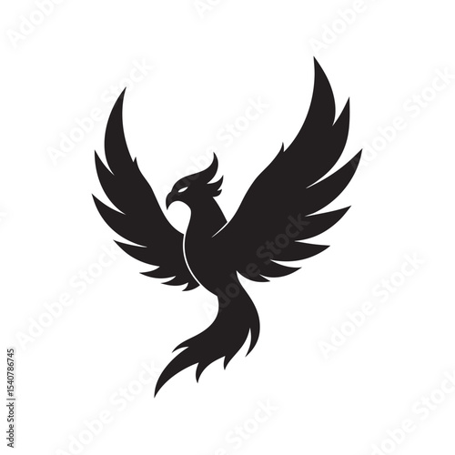 Phoenix Rising Flames Silhouette Vector Graphic