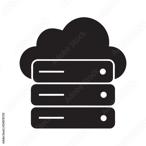 Cloud Server Rack Silhouette Vector Design