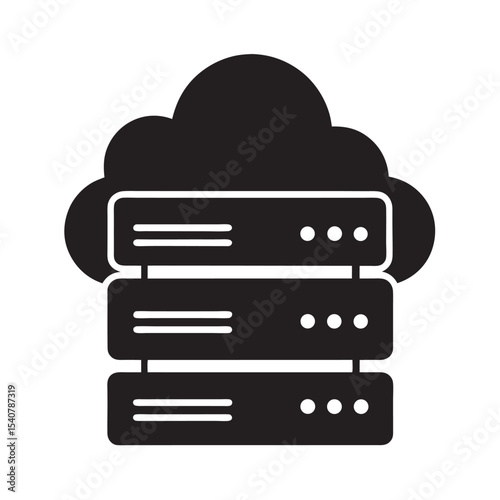 Cloud Server Rack Silhouette Vector Illustration