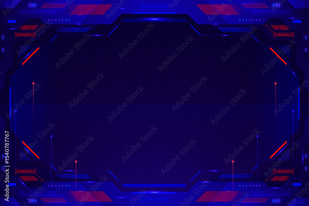 Abstract Futuristic Blue and Red Tech Frame Background