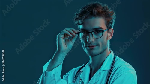 Confident Doctor in Stylish Lighting