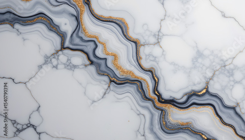 Elegant Marble Texture with Gold Veining and Gray Swirls for Luxurious Design