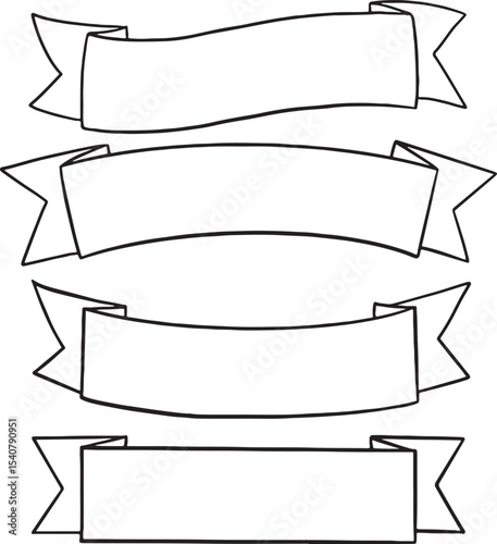 Collection of hand-drawn ribbon banners and scroll designs, perfect for adding an elegant touch to any project. Ideal for titles, labels, badges, and decorative elements. Includes various shapes.