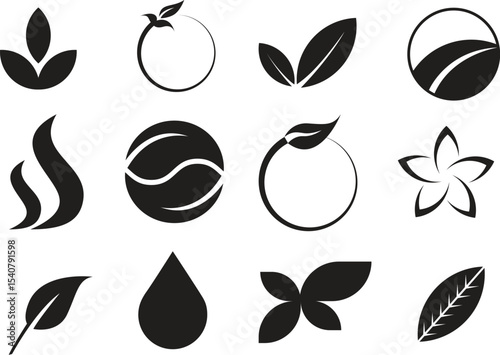 vector set of black and green icons