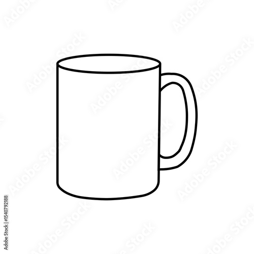 Illustration of a simple white ceramic mug with a handle isolated on a white background drawing style