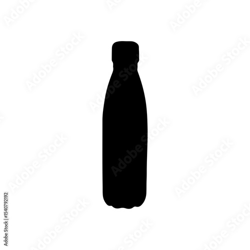 Silhouette of a reusable water bottle with a narrow neck and rounded base against a white background