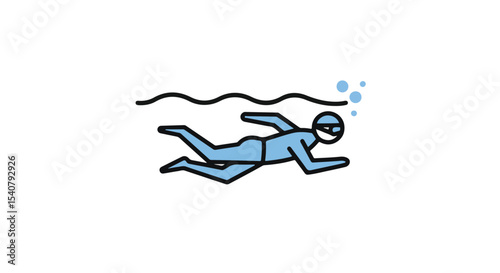 A swimmer swims underwater.