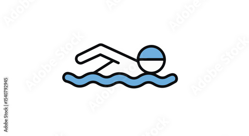 An icon of a swimmer doing a freestyle stroke, ready for competition.