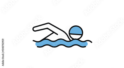 Line art illustration of swimmer in the pool.