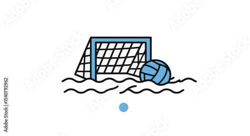 An illustration of a water polo ball and net.