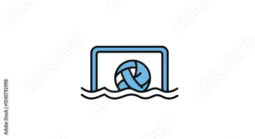 Water polo ball in goal.