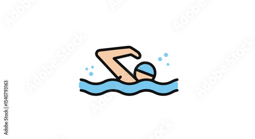 An illustration of a swimmer gracefully gliding through water.