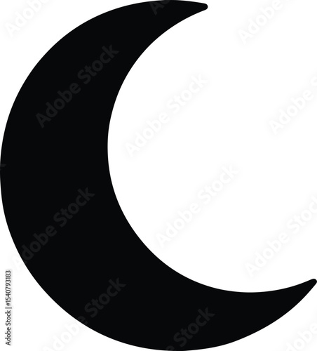 Silhouette Crescent moon shape abstract celestial astrology vector illustration