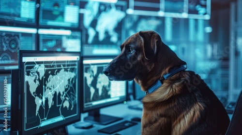 Dog in security control center